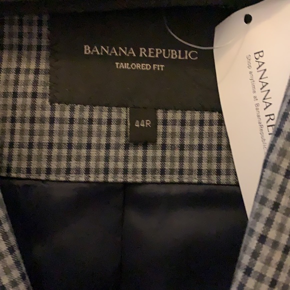 Men’s Blazer Size 44 Banana Republic Checked 100% Cotton Plaid NWT - Picture 3 of 17